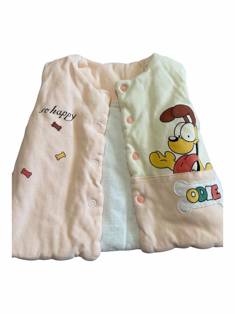 Vintage Odie Baby Sleeveless Sleep Vest in Pastel Pink Garfield 12-24 Months